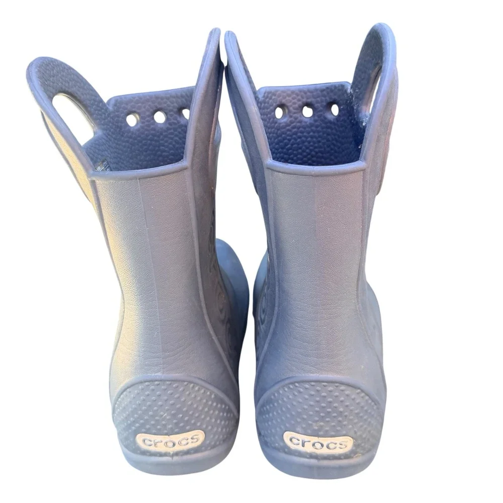 Crocs Handle It Rain Boots Navy Blue Waterproof Toddler Size C11 Pull On 12803